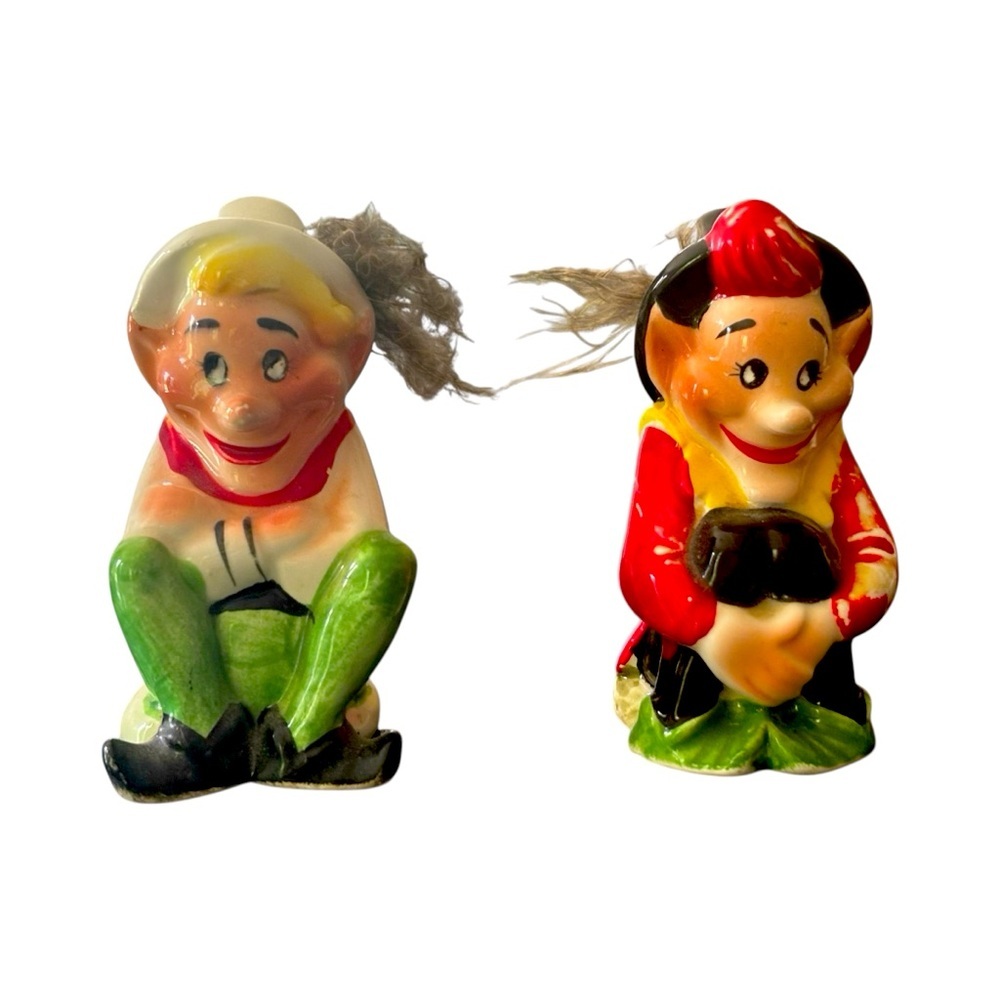 Vintage Elves or Pixie Porcelain Salt & Pepper Shakers – Made in Japan, 1950s